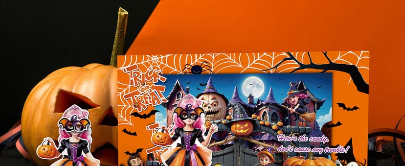 Halloween Magnetic Dress Up Dolls for Kids, Spooky Witch & Pumpkin Fairy Costume Dress Up Set with 3D Haunted House Scene, Travel Activity Toy Gift for Toddler Girls & Boys Ages 3 4 5 6 7