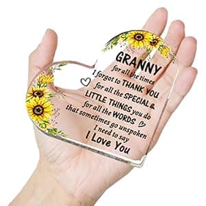 to My Granny Paperweight Presents Christmas Mothers Day Valentines Day Gifts for Granny Grandma Grandmother Granny Birthday Gifts from Grandkids, Acrylic Heart Sign B0DX1K6CCJ