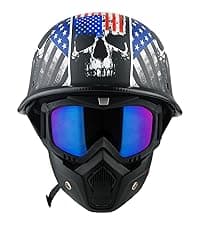 1Storm Novelty Motorcycle Half Face Helmet Open German Style DOT Approved: HKY602 Matt Black