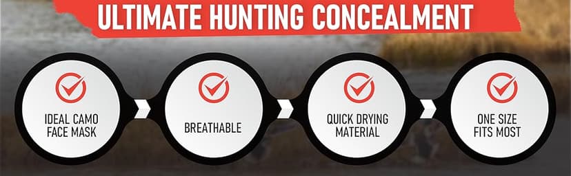 DecoyPro Hunting Face Mask Light Weight, Camo for Turkey, Bow, Deer, Duck, Goose, Coyote - Camouflage Gear for Men, Breathable Netting
