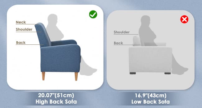 COLAMY Modern Upholstered Accent Chair Armchair with Pillow, Fabric Reading Living Room Side Chair,Single Sofa with Lounge Seat and Wood Legs, Blue