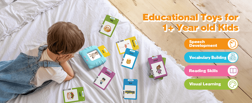 Montessori Language Learning Toys with 224 Words, Pocket Speech Therapy Toys, Sensory Learning Kit, Educational Toys for Kids Airbition Talking Flash Cards for Toddlers Ages 1‑4,224 Words English Blue B0CRYJB6GK