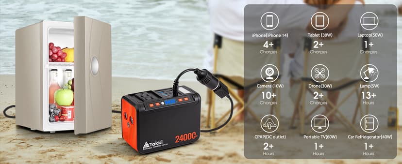 Takki 120W Peak Solar Generator Portable Power Station with 21W Panels, 88Wh Solar Charger Power Bank AC DC USB Ports for Camping Tent Laptop Outdoor Emergency