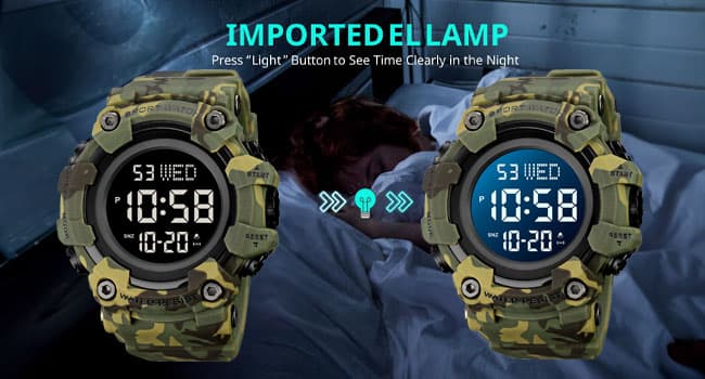 FANMIS Men's Digital 50M Waterproof Electronic Sport Watch Rubber Band Army Military 24H Time LED Light 164FT Water Resistant Calendar Date Day Watches