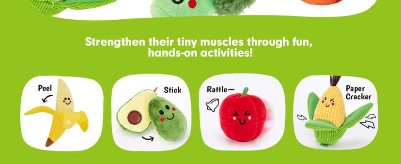 Color Sorting Play Food with Textures, Crinkle, Rattle, 6-12 Month Baby Toys 1 Year Old Boy Gifts One Year Old Girl Birthday hahaland Baby Sensory Toys Montessori Toys 1 Year Old Fruit Vegetable 16PCs B0DMVXR942