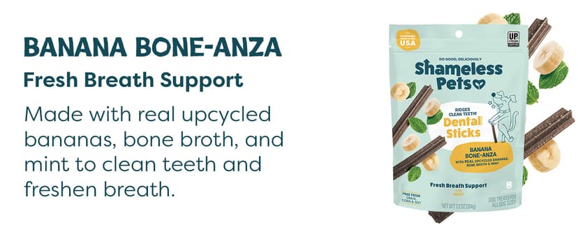 Shameless Pets Dental Treats for Dogs, The Tooth Berry - Healthy Dental Sticks with Immune Support for Teeth Cleaning & Fresh Breath - Free from Grain, Corn & Soy