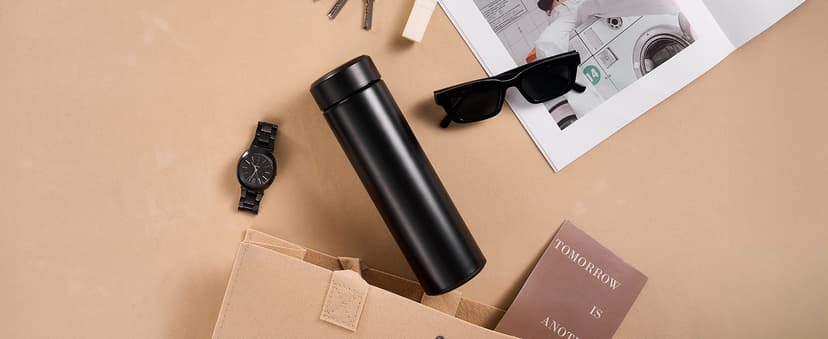 17oz Stainless Steel Water Bottles, Slim Water Bottle, Thermo Water Bottle, Insulated Water Bottle Keep Hot for 12 Hrs, Cold for 24 Hrs for Coffee, Drinks(Black)