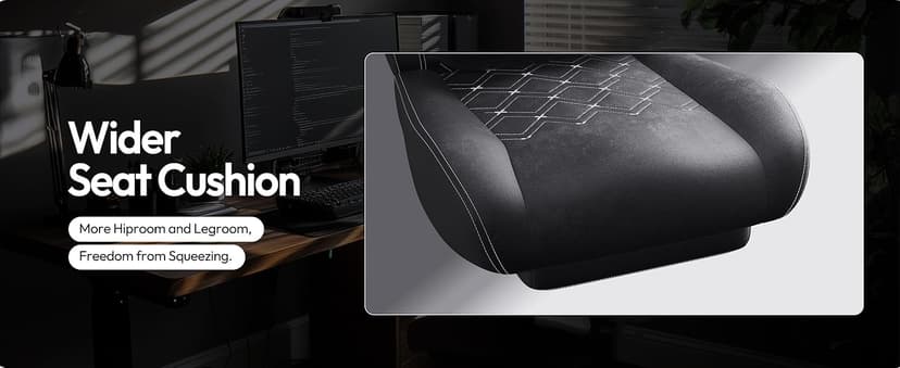 Dowinx Gaming Chair with Heated Massage Lumbar Support,Big and Tall Fabric Gaming Chairs for Adults with Footrest, Ergonomic Computer Game Chair with Poket Spring Cushions, 350lbs, Black