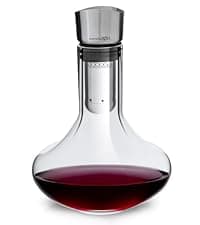 Gusto Nostro Crystal Wine Decanter with Aerator Pourer - Premium Hand-blown Lead-free Glass Wine Decanter Set for Red Wines - Carafe with Lid Filter for Smooth Pouring - Stainless Steel Spout Included