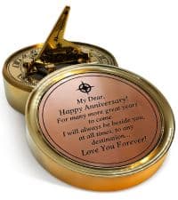 OakiWay Anniversary Sundial Compass Gift for Him or Her - Unique Gift Ideas for Husband or Wife, Men Wedding Anniversary 50th 40th 25th 20th Year Celebration, Gift Card Included