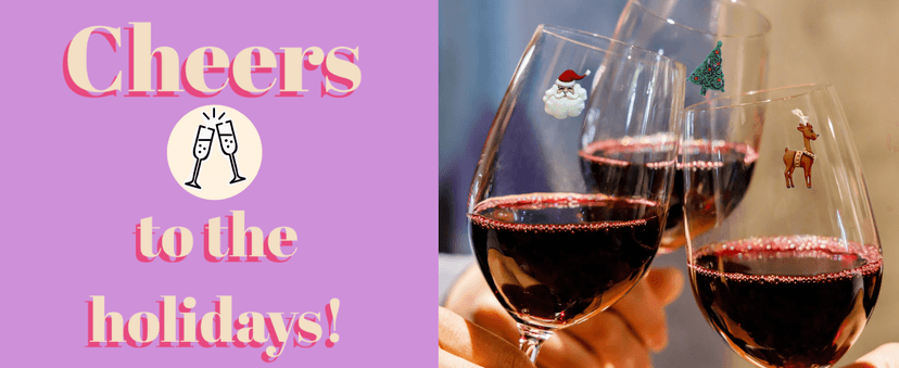 Simply Charmed Christmas Holiday Magnetic Wine Glass Charms & Cocktail Markers Set of 12 - Great Christmas Hostess Gift or Stocking Stuffer