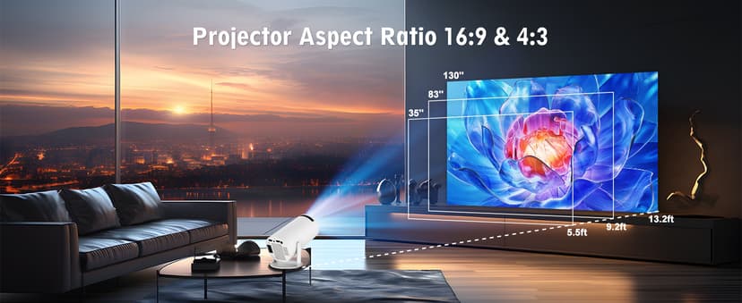Mini Projector, Support 4K 1080P Portable Projector with Dual Band WIFI6 5G Wireless 5.2 Bluetooth Android 11, 200 ANSI Lumens, 180° Rotatable, Auto Keystone Correction,35"-130" Screen Video Projector