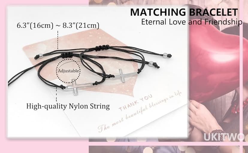 Couples Bracelets Matching Bracelets for Couples Relationship Bracelets for Bf and Gf Cross Bracelet for Best Friends for Him and Her Boyfriend Girlfriend Bracelets