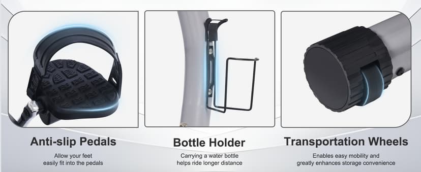 Recumbent Exercise Bike for Seniors - 400LB Weight Capacity Recumbent Bikes with Comfortable Seat, Pulse Sensor, 16-level Resistance, LCD Monitor