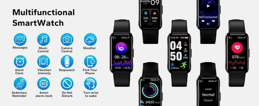 USMECBL Fitness Trackers,Blood Oxygen Heart Rate Sleep Monitor,Smart Band 24/7 Health Monitoring,Calorie Pedometer Steps Counter Activity watchs/Notifications for iOS/Android