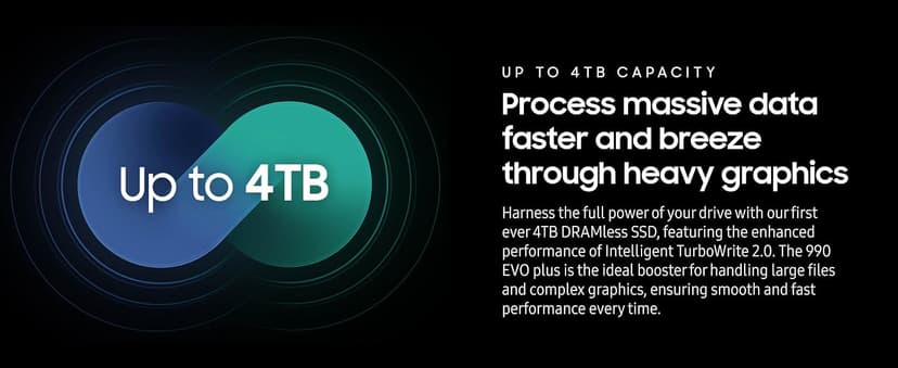 Samsung 990 EVO Plus SSD 2TB, PCIe Gen 4x4, Gen 5x2 M.2 2280, Speeds Up-to 7,250 MB/s, Upgrade Storage for PC/Laptops, HMB Technology and Intelligent Turbowrite 2.0, (MZ-V9S2T0B/AM)