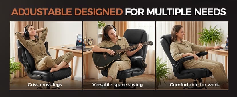 COMHOMA Leather Office Chair Ergonomic Computer Gaming Chair with Comfy Back Support, Executive Mid-Back,Small Gmaing Chair with Adjustable Armrests, for Short People Use, Rolling Swivel for Adults