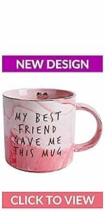 Best Friend Birthday Gifts for Women - Funny Friendship Gift for Bestfriend, Besties, BFF, Sister, Boss Woman, Big Sis, Sorority, Mom - You're My Favorite - Cute Pink Marble Mug, 11.5oz Coffee Tea Cup