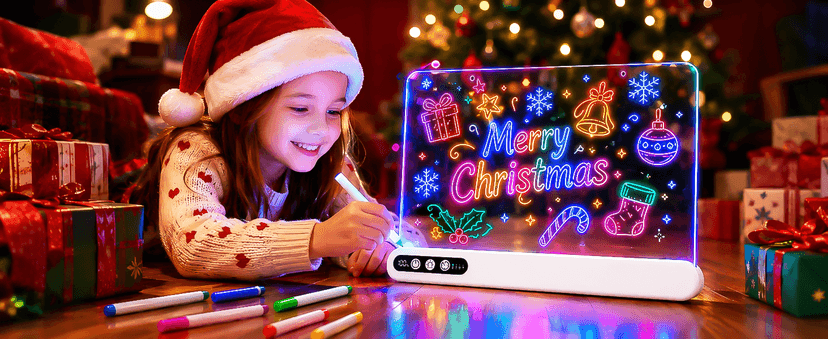 Led Drawing Board with 14 Light Effects,16" Rechargeable Glow Doodle Led Note Board with Colorful Markers,Neon Art Dry Erase Doodle Glow Drawing Tablet,Chritmas Birthday Festival Gifts for Kid (White) B0H1HPZ583