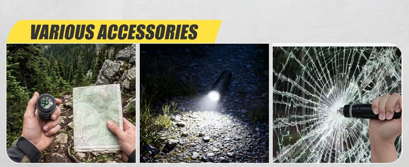 CIRONBOW Folding Camping Shovel Axe Kit,Multifunctional Survival Shovel with Stainless Steel Pickaxe ,pliers,Compass,Locking scissors,Magnetic flashlight- For Camping, Snow, Hiking, Survival Gear
