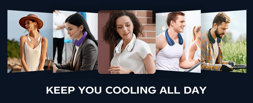 FrSara Neck Fan, Portable Personal Fan Strong Wind, 5200mAh, Air Volume,360° Cooling, No Hair Twisting, Air Volume On 2 Sides, Non-Slip, Quick Charge, Long Use Time, Birthday Gift for Women, Dad, Men