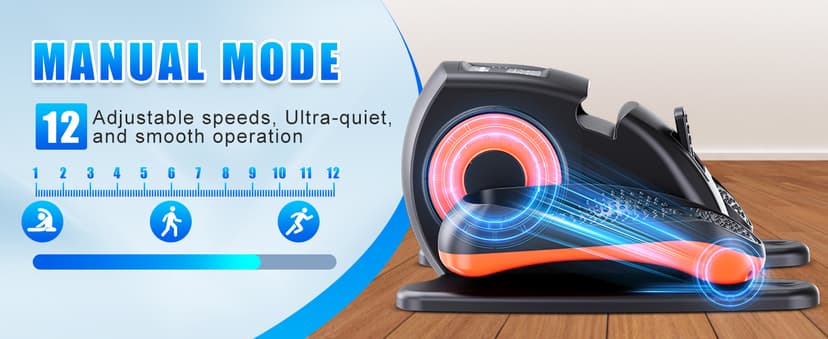 Under Desk Elliptical Machine, Electric Elliptical Leg Exerciser for Seniors with 12 Adjustable, Portable Quiet Elliptical Exercise Machine, Seated Pedal Exerciser with Remote Control