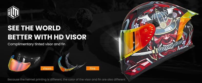 ILM Motorcycle Helmet Full Face with Pinlock Compatible Clear&Tinted Visors and Fins Street Bike Motocross Casco DOT Model Z501(Surprise Yellow, Large)