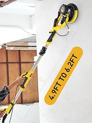 Drywall Sander, 6.5-amp Powerful Electric Drywall Sander with Vacuum, Anto Dust Removal, 7 Variable Speed, 900-1800RPM, Dustless Floor Sander with 26’ Power Cord for Popcorn Ceiling