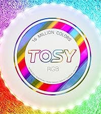 TOSY Flying Disc - 108 RGB Multicolor or 36 Monocolor LEDs, Super Bright, Smart Modes, Christmas Stocking Stuffers Gift, Camping Toy for Kid/Teen/Adult, Auto Light Up, Rechargeable, Waterproof, 175g