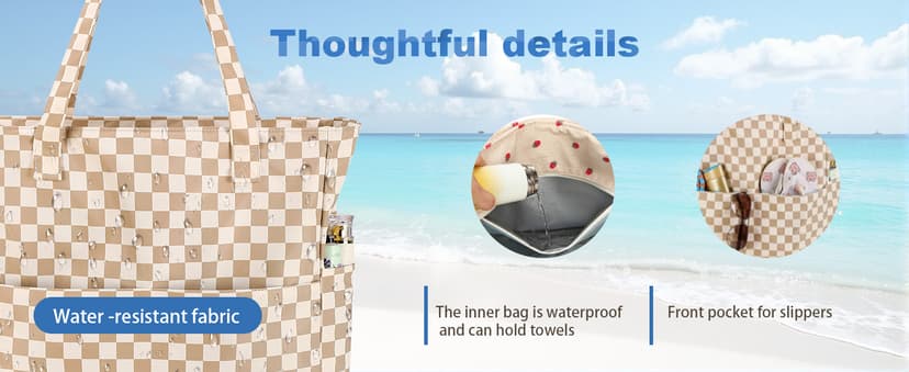 Bluboon Waterproof Beach Tote Pool Bags for Women Ladies Extra Large Carry On Bag With Wet Compartment for Weekender Travel