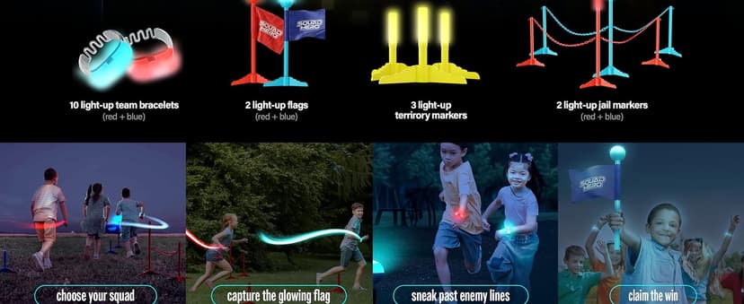 Capture the Flag Glow in the Dark Game Set - Yard Outdoor Games for Kids Ages 8, 10, 11, 12 Old - Fun Lawn Summer Family Game for Boys & Teen Boys,- Birthday Gifts - Camping and Backyard Adventures B0F9XHZSKG