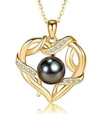 NONNYL Mothers Day Gifts for Mom, Wife, Women - Tahitian Black Pearl Necklace - Wedding, Birthday, Anniversary, Valentine's, Christmas Jewelry B0CSKR4M5V