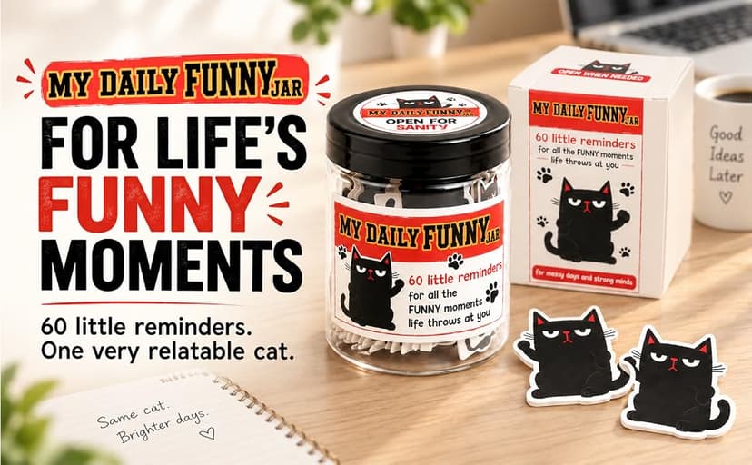 My Daily Jar with 60 Cards, Funny Affirmation Cards for Women Men, Funny Gifts for Women, Gag Gifts for Friends, Coworkers, Gift for Black Cat Lovers B0GVY2G1SX