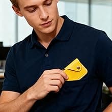 Handmade Handmade Genuine Leather Card Holder with Snap Closure - Ultra Slim Minimalist Wallet, Hand-Stitched Compact Front Pocket Card Case for Men & Women (Dark Coffee)