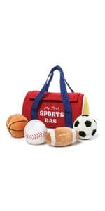 Baby GUND My First Sports Bag Stuffed Plush Playset, Baby Gift Toys for Boys and Girls Ages 1 & Up, 5 Piece, 8"