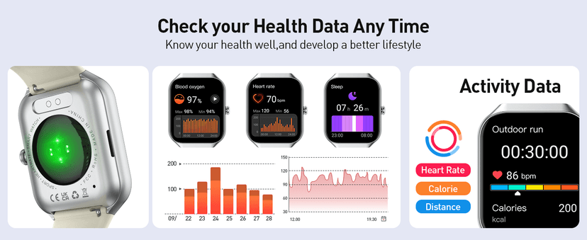 Smart Watch(Answer/Make Call), 1.96" HD Smartwatch for Men Women, 2025 Fitness Watch with 110+ Sport Modes/Heart Rate/Sleep Monitor/Pedometer, IP68 Waterproof Fitness Activity Tracker for Android iOS