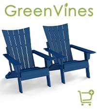GREENVINES Folding-Adirondack-Chairs-Set-of-2 | HDPE Plastic | Fire Pit Chair | All Weather | Cup Holder | Blue | for Deck Backyard Patio Outdoor Garden