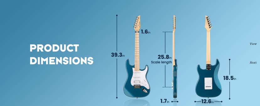 CAHAYA Electric Guitar Set Beginner - 39in Starter Guitar Kit with HSS Pickup Solid Okoume Body Electric Guitar Adults with Amplifier Gig Bag Strap Picks Strings Cable Blue