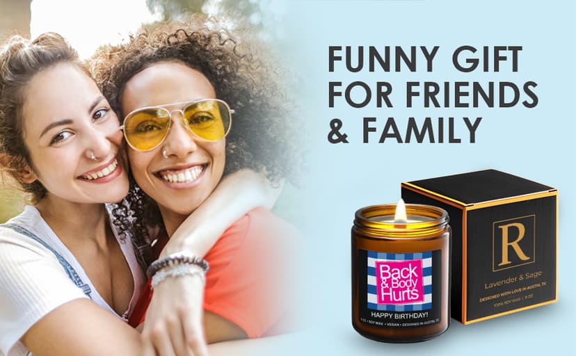Funny Happy Birthday Candle, Unique Happy Birthday Gifts for Women and Men, Fun Gift Ideas for 30th, 40th, 50th and 60th Birthdays, Back and Body Hurts Candle, Long-Lasting Scent, Gift-Ready