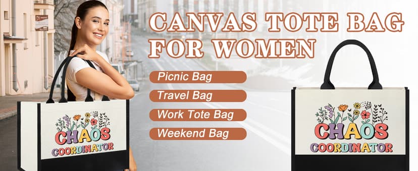 Chaos Coordinator Tote Bag Gifts for Women, Thank you Appreciation Gifts for Coworkers Boss Lady Manager Supervisor Wedding Planner Secretary Administrator Idea for Birthday Christmas