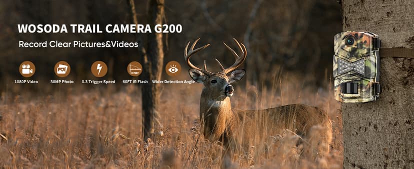 2 Pack Trail Cameras with Night Vision Motion Activated Waterproof,30MP Game Camera,1080P HD Trail Cam with SD Card for Wildlife Monitoring,Outdoor Scouting & Security