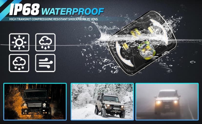 5x7 LED Headlight,JHLion Anti-glare H6054 5x7 7x6 Led Headlights,180W DOT Approved 600% Brighter w/DRL Amber Turn Signal Hi/Low Sealed Beam Compatible with Jeep Cherokee XJ Wrangler YJ GMC Comanche MJ