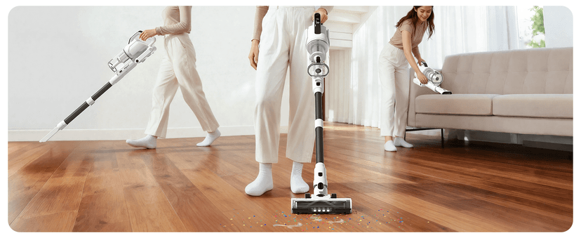 Klarpul Cordless Vacuum Cleaner, 2 Batteries 140 Mins Runtime 600W 50Kpa Stick Vacuum Cordless, Self-Standing Vacuum Cleaners for Home with 2.5H Fast Charging, for Floor/Carpet/Pet Hair, White