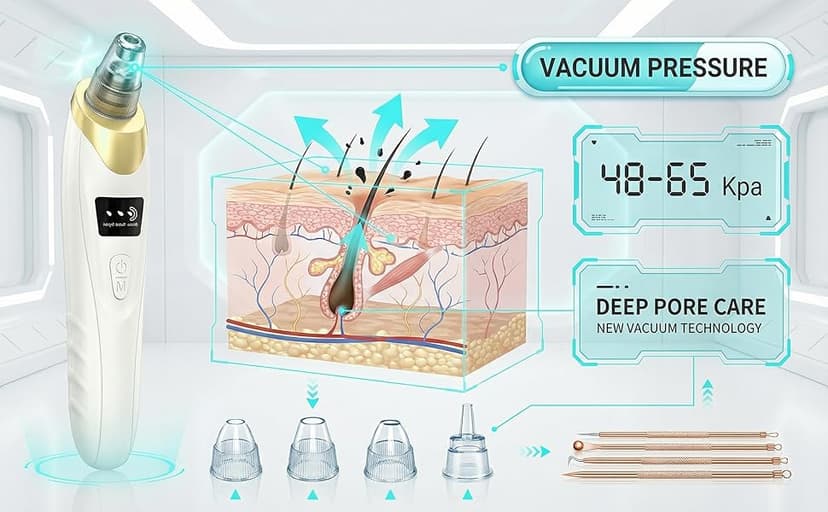 2026 Pore Vacuum, USB Rechargeable Blackhead Remover Vacuum,3 Levels Adjustable Pore Vacuum Blackhead Remover, with 5 Suction Power,6 Probes,Face Vacuum Pore Cleanser for Women & Men-Gold