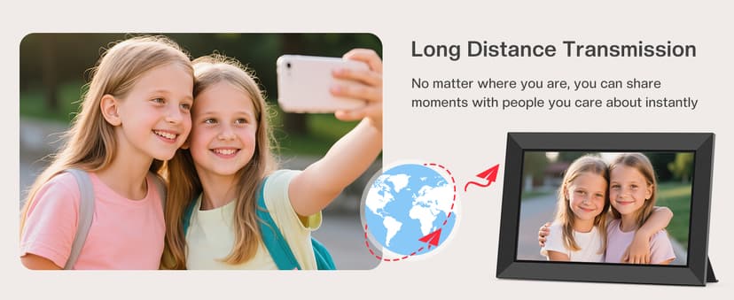 1280x800 HD IPS Touch Screen, Slideshow, Auto-Rotate, Tabletop/Wall, Send Photos/Videos from Phone, Gifts for Mom - Black Frameo 10.1" WiFi Digital Picture Frame, Electronic Photo Frames - 32GB B0D8JDPKKS