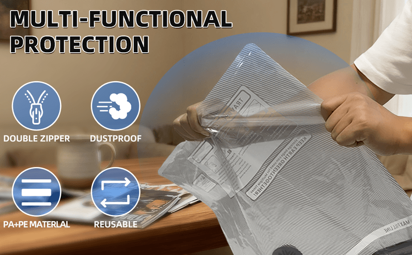 15 Pack Travel Vacuum Bags for Clothing with Rechargeable Electric Pump,Travel Vaccine Sealed Storage Bag for Clothes Suitcase