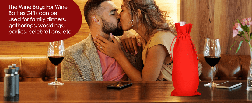 BOOPANREE 4 Pcs velvet wine bags, Wine Champagne Gift Bag With Drawstring,red Wine Drawstring Bottle Bags cloth for housewarming/party/birthday/wedding/bottle decoration bag (Wines Red)