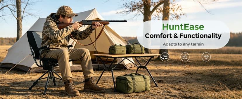 ALPHA CAMP Folding Hunting Chair Waterproof Swivel Hunting Blinds Chair 360 Degree Silent Hunting Seat with Adjustable 4 Legs Height and Armrests 330LBS Capacity for Hunting Camping