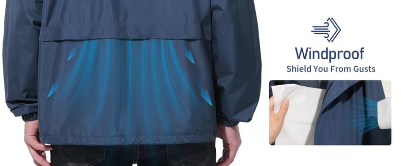 UIQUR Mens Rain Jacket Raincoat Windbreaker Running Waterproof Lightweight Packable with Hood Travel Hiking Cycling