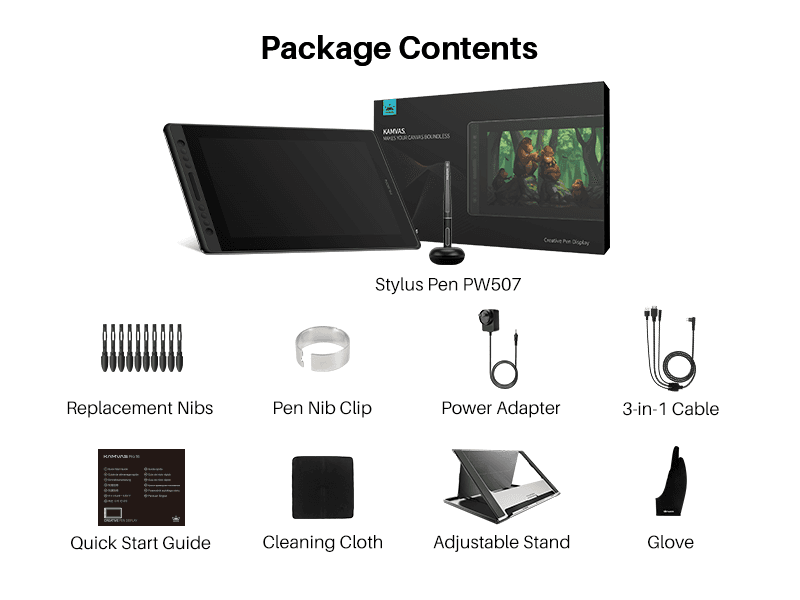 HUION KAMVAS Pro 16 Drawing Tablet with Screen, 15.6 inch Pen Display Anti-Glare Glass 6 Shortcut Keys Adjustable Stand, Graphics Tablet for Drawing, Writing, Design, Work with Windows, Mac and Linux